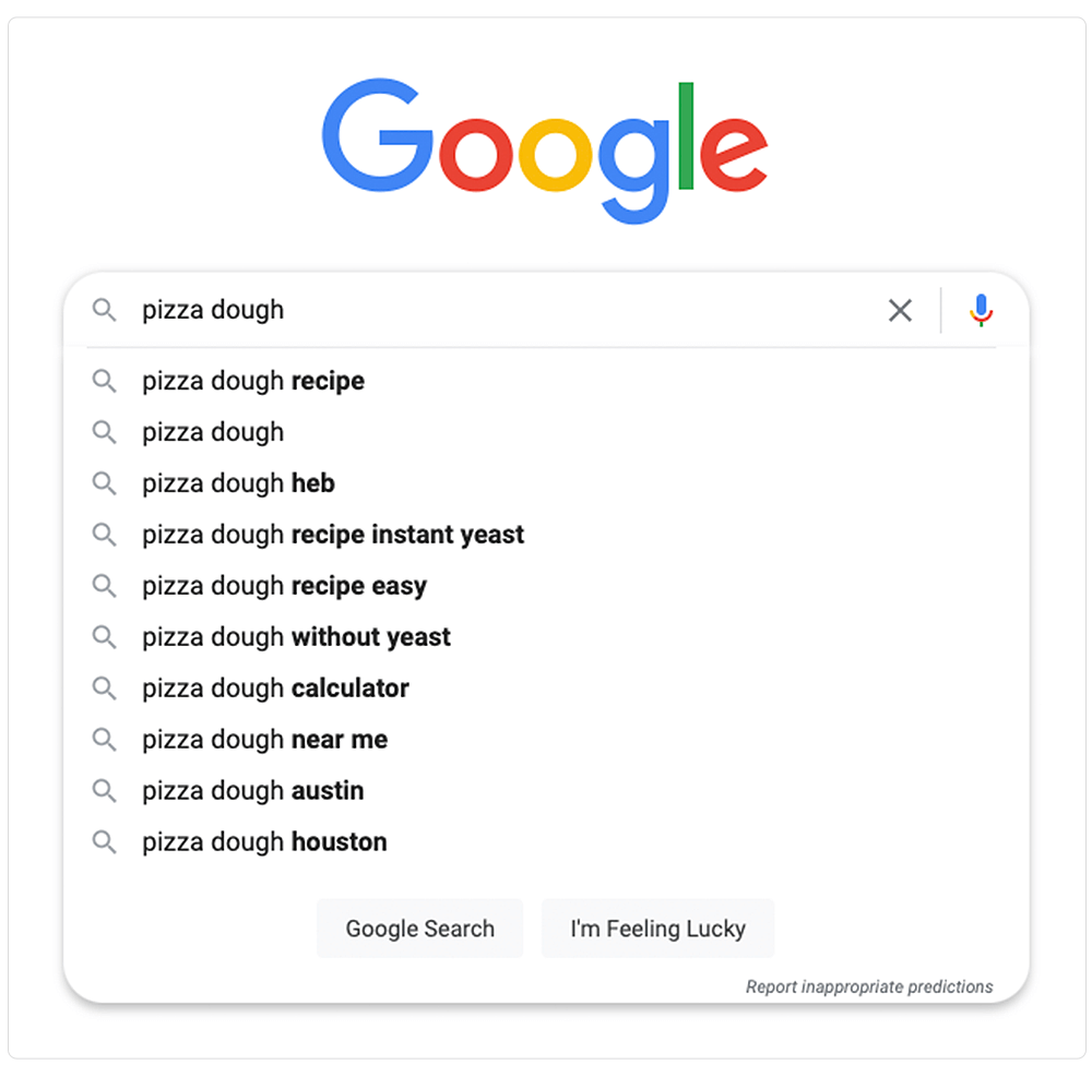Example screenshot showing Google's predictive autofill suggestions during a search