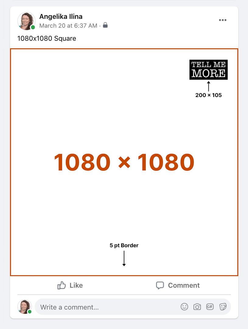 Example of a square 1080x1080 aspect ratio image in a Facebook post