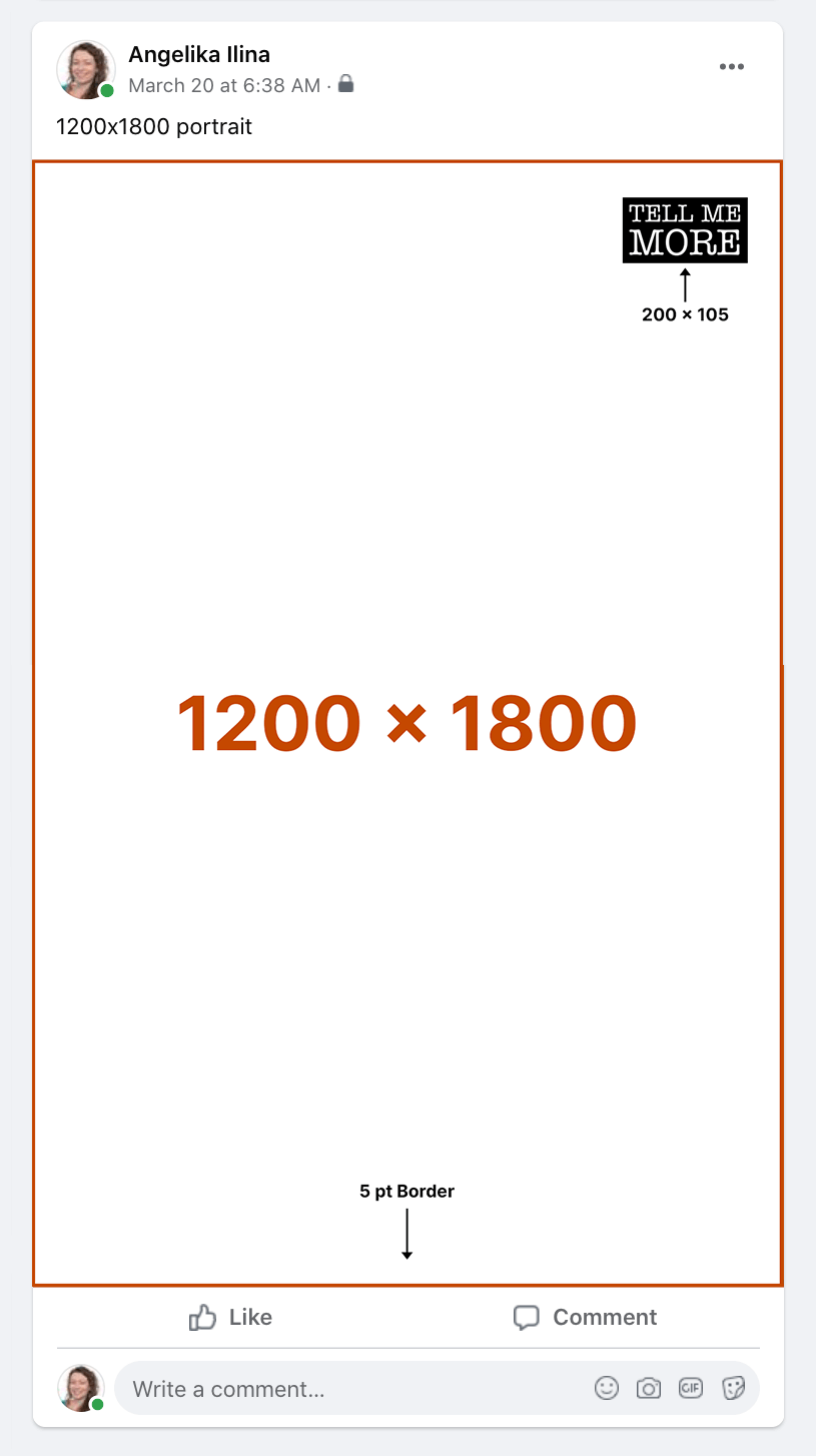 Illustration showing a tall vertical 1200x1800 aspect ratio image within a Facebook post