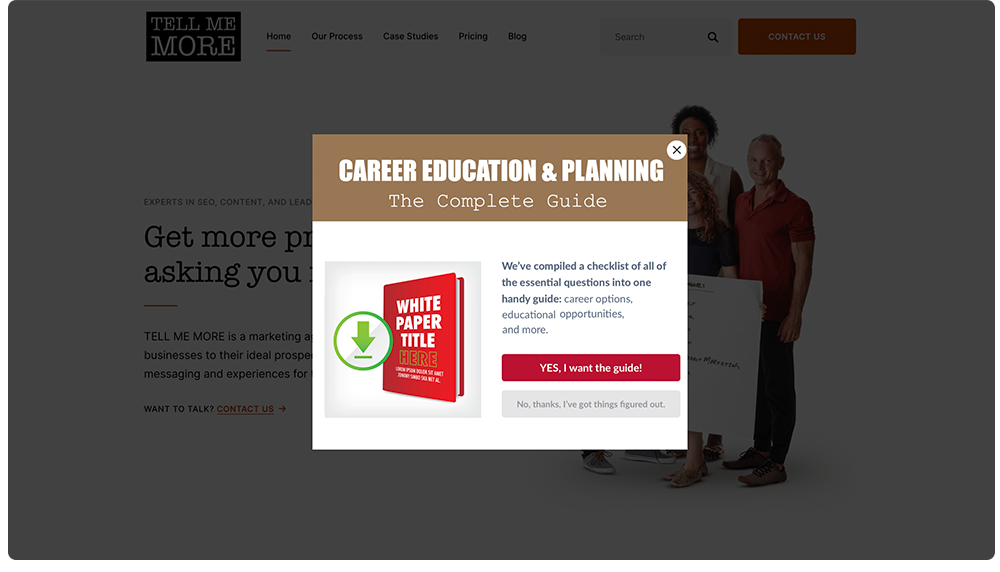 Visual example of a lead magnet used to attract prospective customers